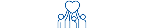 group of people holding up a heart icon